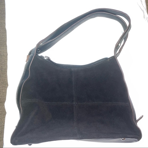 TIGNANELLO Suede Black Shoulder Bag - Picture 3 of 11